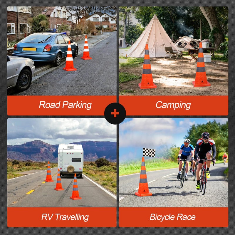 RoadHero 36 Inch 2 Pack Collapsible Traffic Safety Cones, Multi Purpose Pop-up Cones with Reflective Collar for Road Safety, Orange Cones for Driving Training, Parking Lots - Image 3